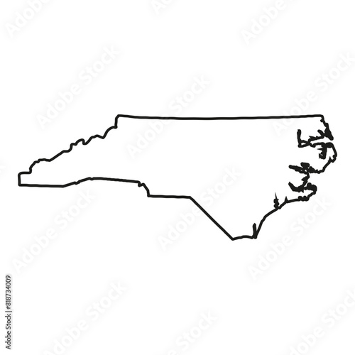 White solid outline of the state of North Carolina