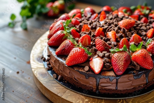 chocolate cake dessert strawberries sweet delicious indulgent mouthwatering bakery tempting foodphotography frosting decadent 