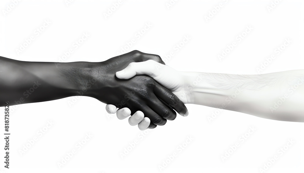 Fototapeta premium black and white handshake, AI generated