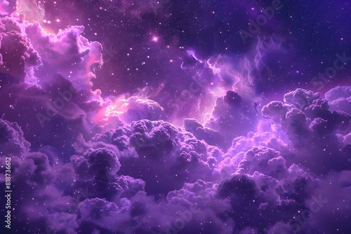 purple nebula background  night sky  stars  digital art style