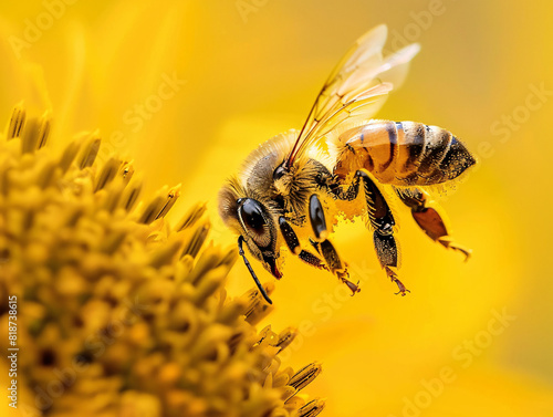 a bee flying over a flower