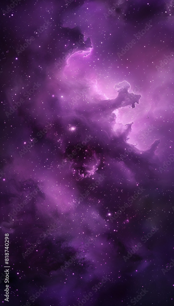 purple nebula background, night sky, stars, digital art style
