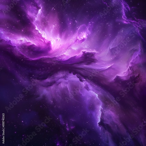 purple nebula background, night sky, stars, digital art style © dip