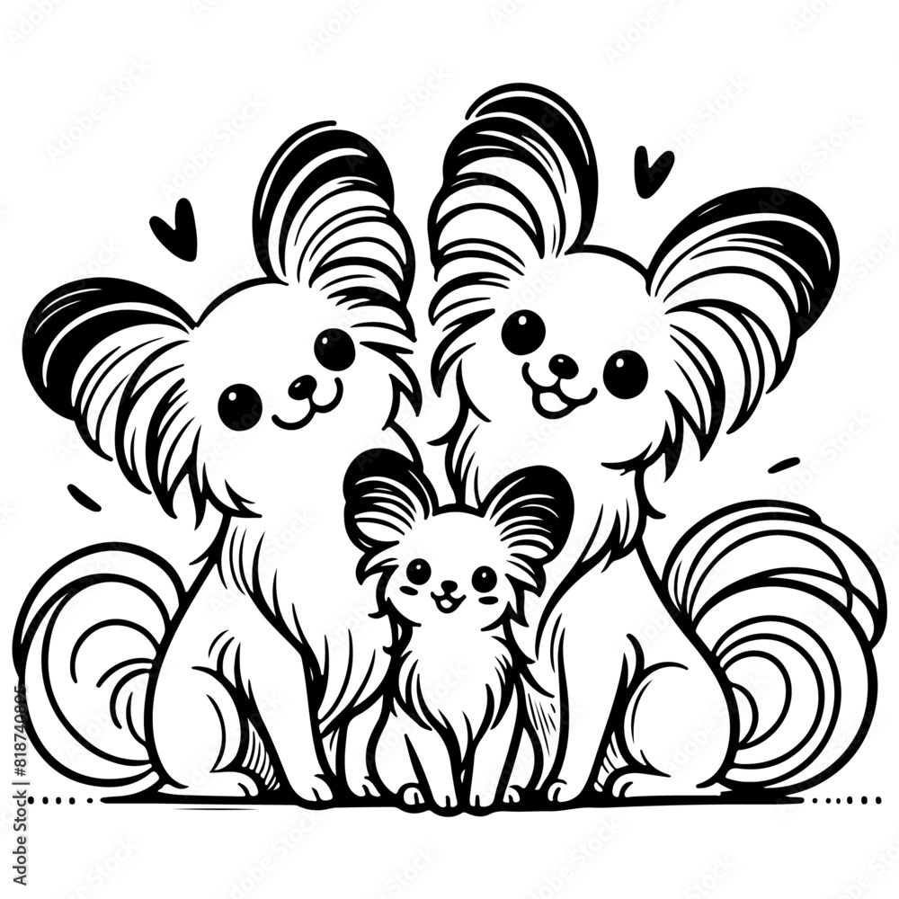 Obraz premium Family Dog Vector Illustrations Featuring Mom and Baby Dog, Dad and Baby Dog in Loving Poses