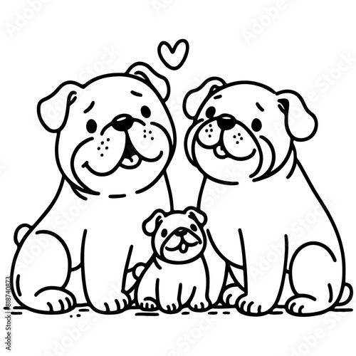 Family Dog Vector Illustrations Featuring Mom and Baby Dog  Dad and Baby Dog in Loving Poses