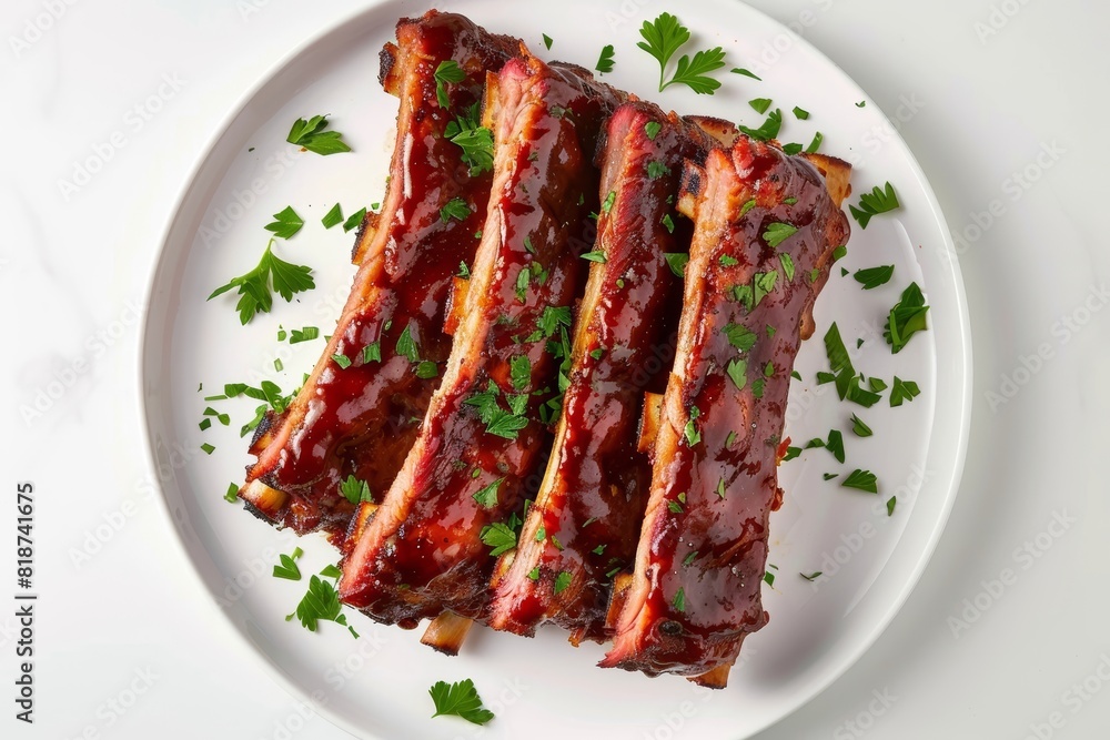 Elegantly Arranged Baby Back Ribs with Savory Barbecue Sauce Elegantly Arranged Baby Back Ribs with Savory Barbecue Sauce