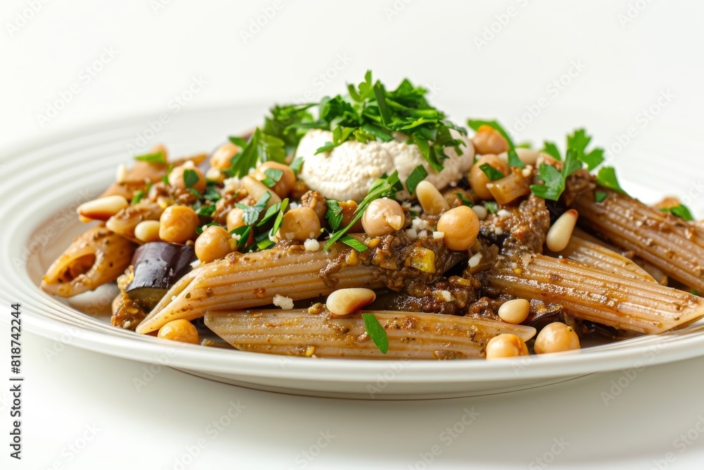 Artfully Arranged Babganoush-Hummus Pasta with Roasted Eggplant Artfully Arranged Babganoush-Hummus Pasta with Roasted Eggplant