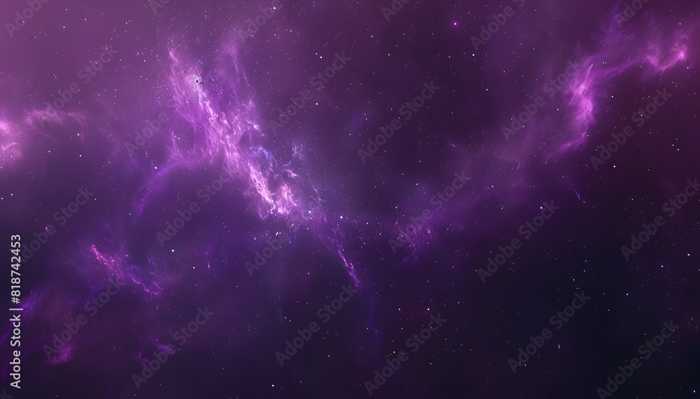 purple nebula background, night sky, stars, digital art style