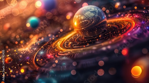 Dazzling Cosmic Symphony A Futuristic Solar System Masterpiece
