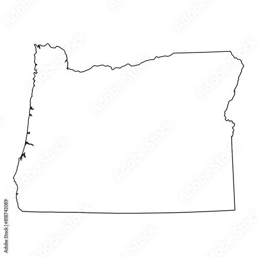 White solid outline of the state of Oregon