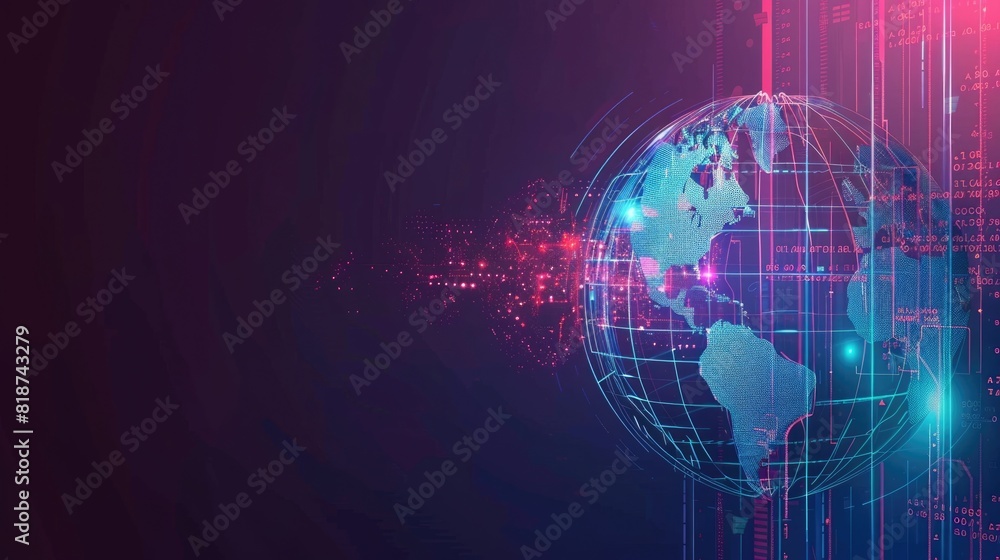 Obraz premium Interconnected Global Financial System in Virtual Technological Interface