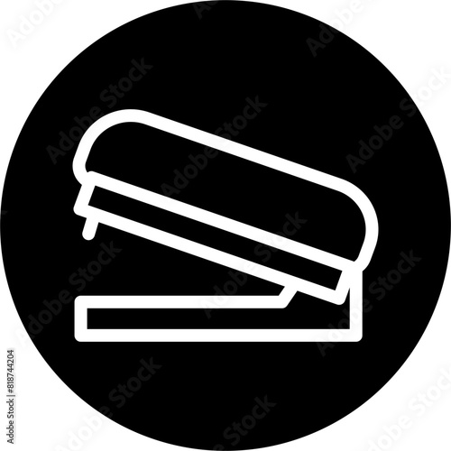 Stapler Line White Circle Black Icon Design
