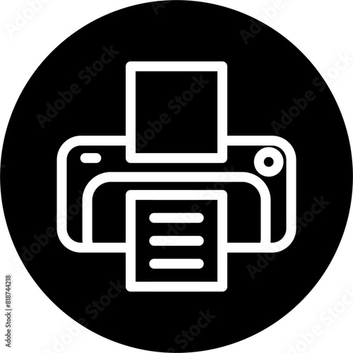 Printer Line White Circle Black Icon Design