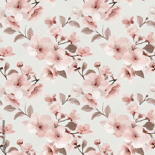 Floral pink color, form natural, seamless fabric pattern.