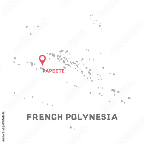 French polynesia vector map illustration, country map silhouette with mark the capital city of French polynesia inside. vector illustration. All countries can be found in my portfolio