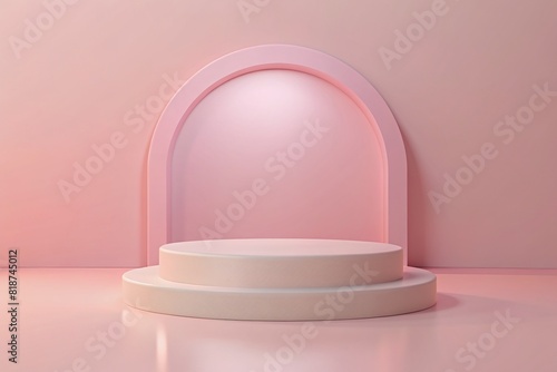 Podium soft pink  background can be used for mocking up or display product to make advertising