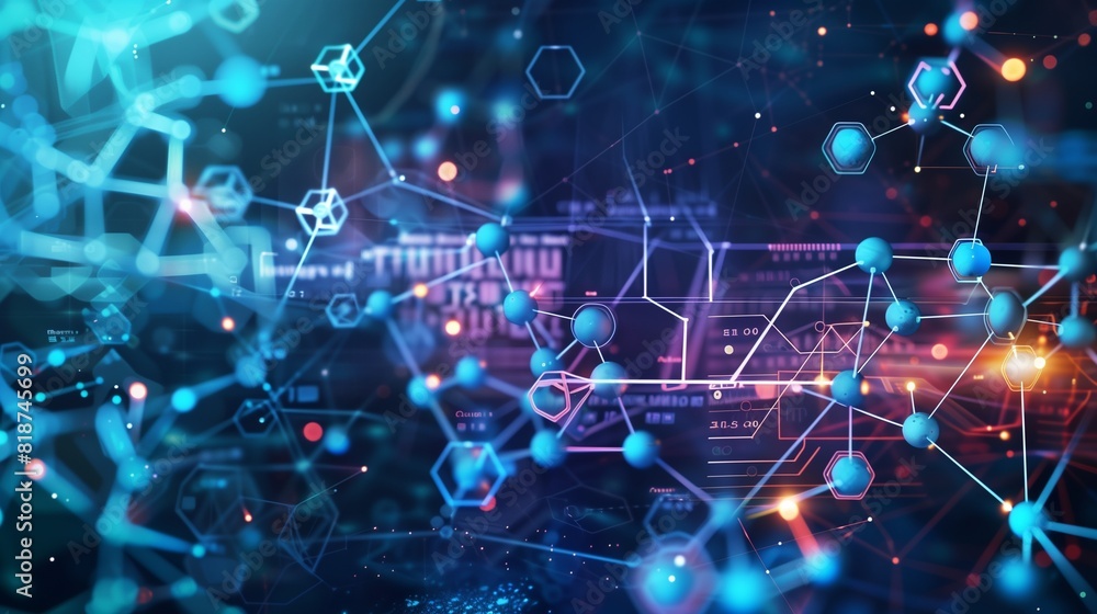 Scientific Research and Technological Innovation: A realistic depiction of a digital abstract background representing scientific research. Scientific Research and Technological Innovation: A realistic depiction of a digital abstract background representing scientific research.