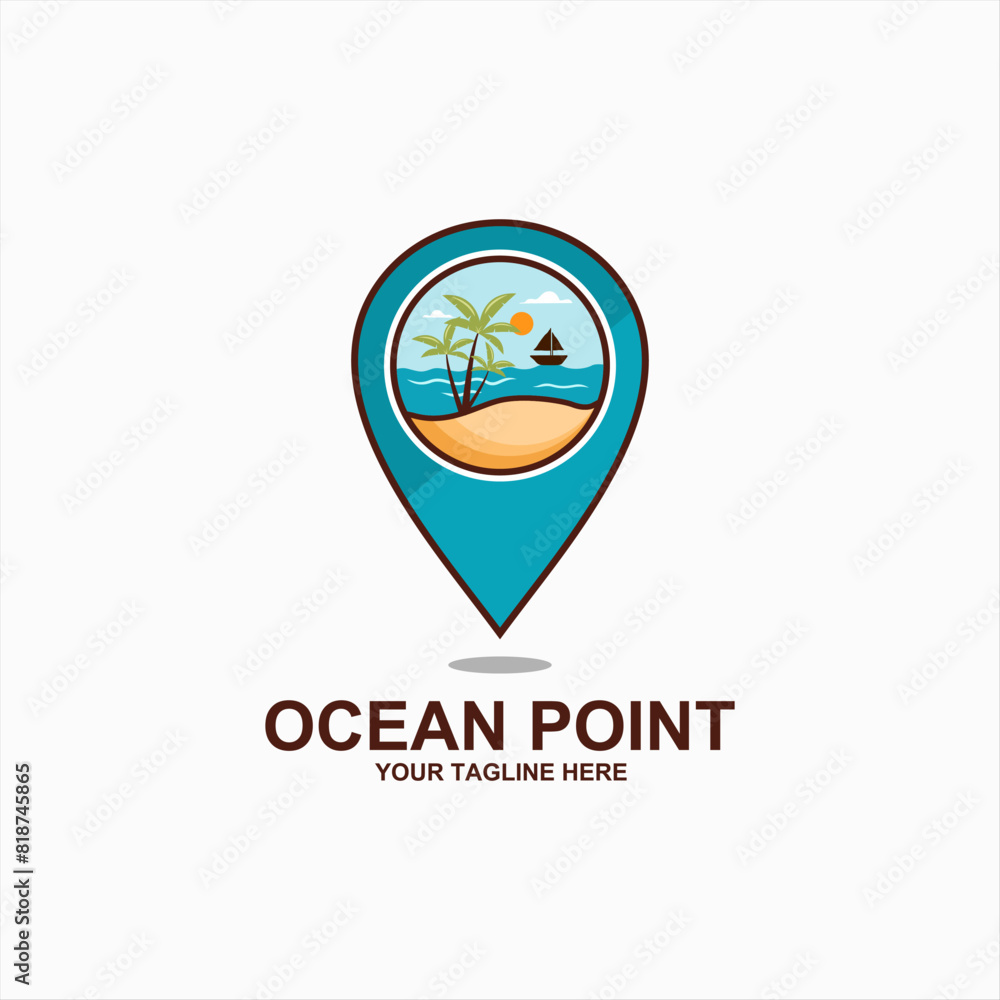Ocean pin traveling logo design element Ocean pin traveling logo design element