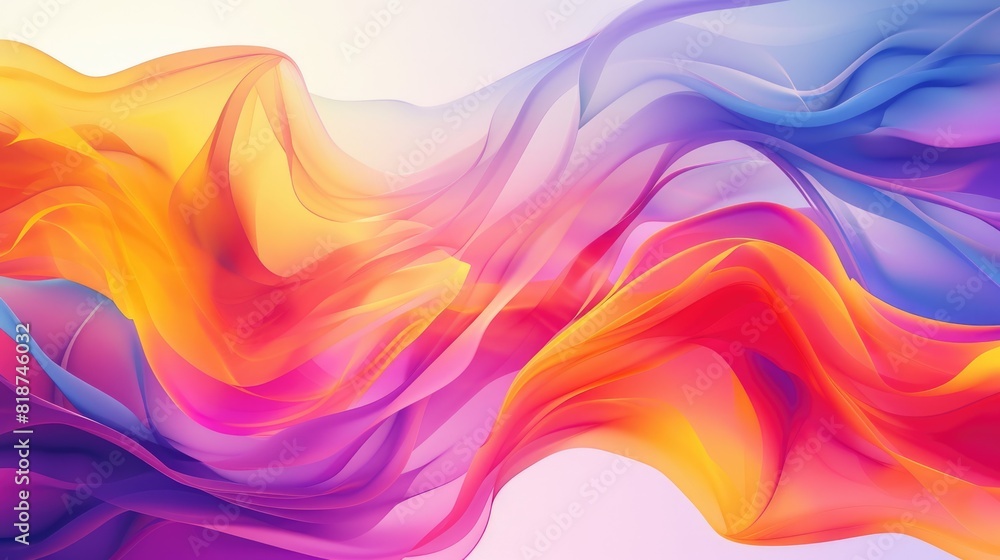 Colorful abstract painting with a smooth gradient of pink, blue, orange, and purple. AIG51A.