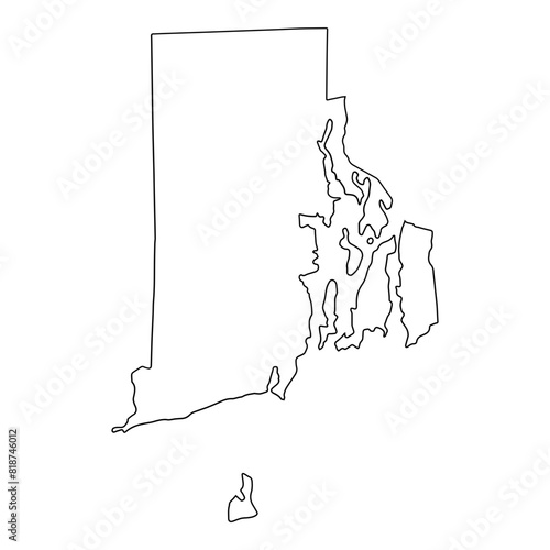 White solid outline of the state of Rhode Island