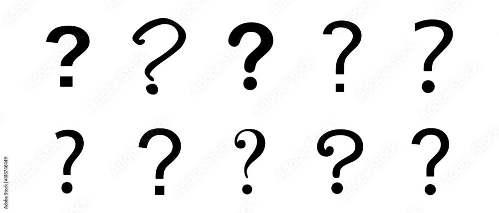 Question marks Icon. Question mark symbol on isolated white background. Set related to question marks. Question marks Icon. Question mark symbol on isolated white background. Set related to question marks.