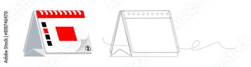 Fotografie Loose-leaf calendar in one continuous line art vector illustration