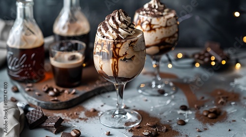Boozy frozen chocolate mudslide cocktail with coffee liquor