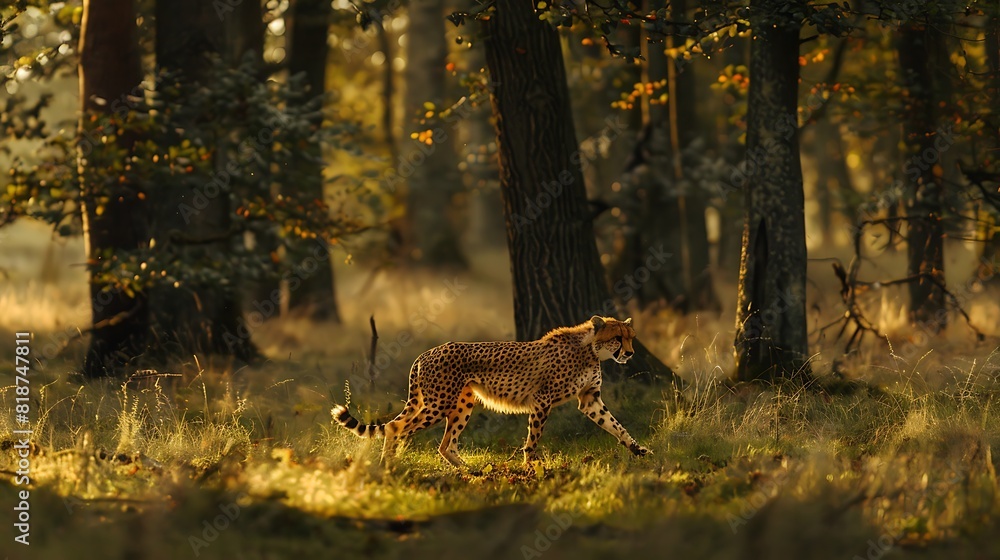 Fototapeta premium Cheetah hunting in forest
