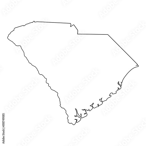 White solid outline of the state of South Carolina