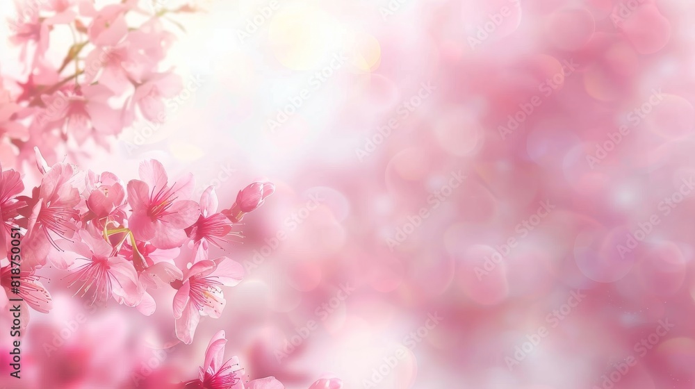 Close-up of pink cherry blossoms against a soft-focus background with light bokeh, indicating springtime freshness Close-up of pink cherry blossoms against a soft-focus background with light bokeh, indicating springtime freshness