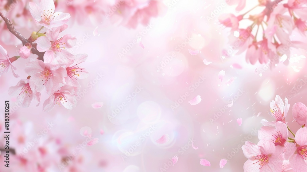 This image captures the delicate beauty of cherry blossoms with a dreamy bokeh effect in the soft, diffused background