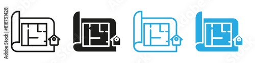 House plan icon mark in filled style