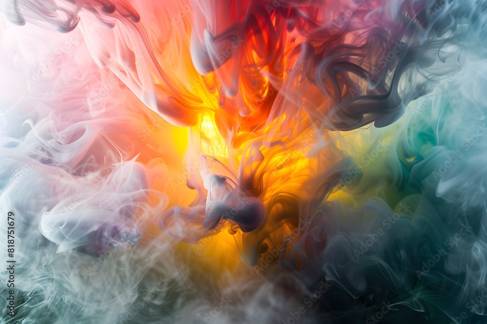 Abstract Flames and Smoke in a Fiery Background