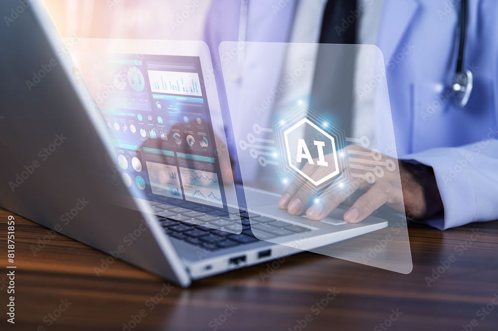 Doctors utilize AI management to streamline data analysis, improving patient care coordination and operational efficiency.