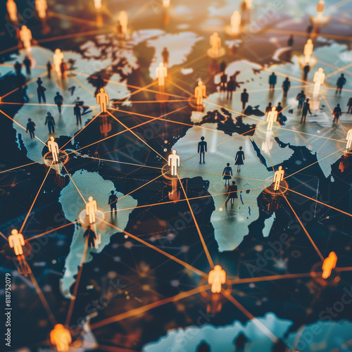 Global business network connecting people worldwide photo