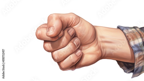 Closeup of a hand giving a congratulatory pat on the shoulder, isolated on white background, appreciative and encouraging, suitable for achievement and recognition campaigns photo