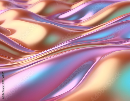 Vibrant Rare Color Abstract Background: Flowing Waves Curves Energetic Design