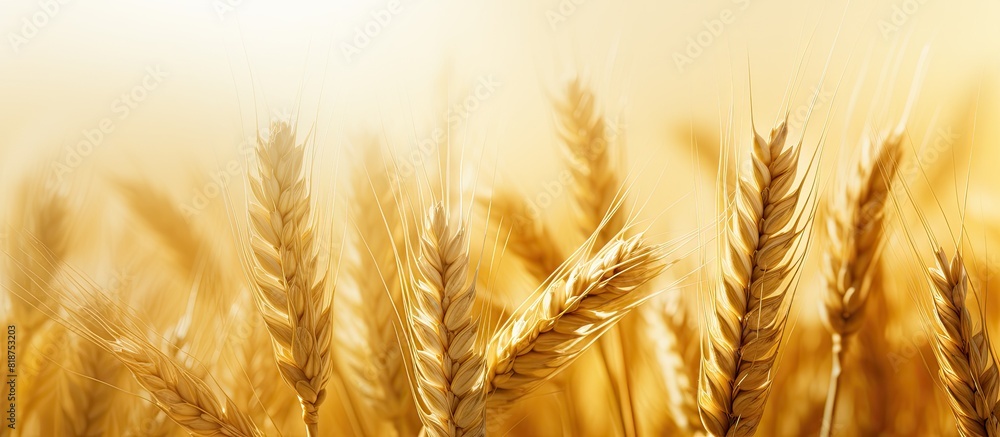 A copy space image of young ears of wheat gracefully blending into a low contrast background on the field A copy space image of young ears of wheat gracefully blending into a low contrast background on the field