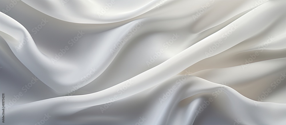 Closeup of a copy space image showcasing the delicate and textured ripples in a piece of white silk fabric