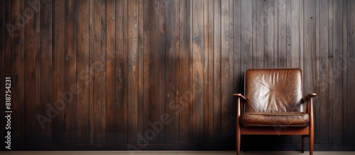 Wooden background armchair with copy space image photo