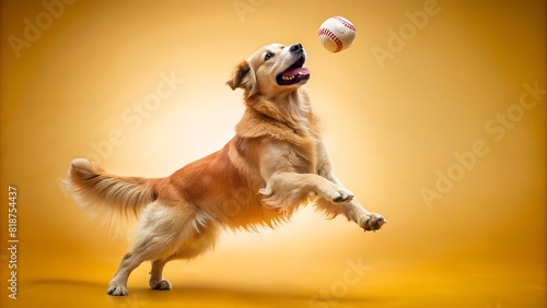 golden retriever play baseball