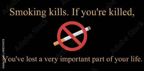 Motivational Quote With No Smoking Sign On Black Background, Cigarette Warning And Forbidden Symbol Vector Illustration.