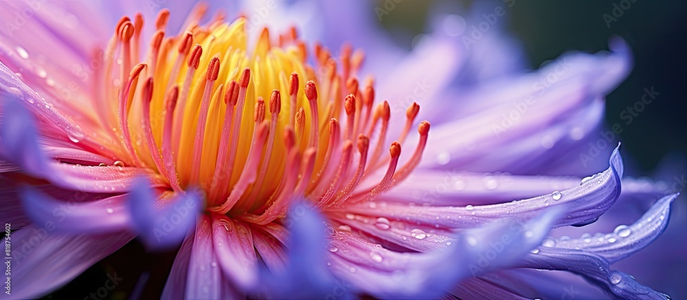 Fototapeta premium A close up macro of a spring flower capturing its intricate details and vibrant colors with ample copy space in the image