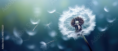 Nature art of a close up dandelion specifically the blowball flower with copy space for additional content