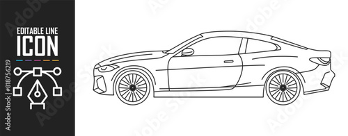 Car icon, side view. Editable move.
