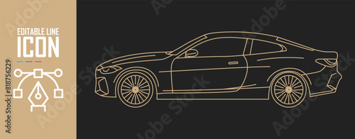 Car icon, side view. Editable move.