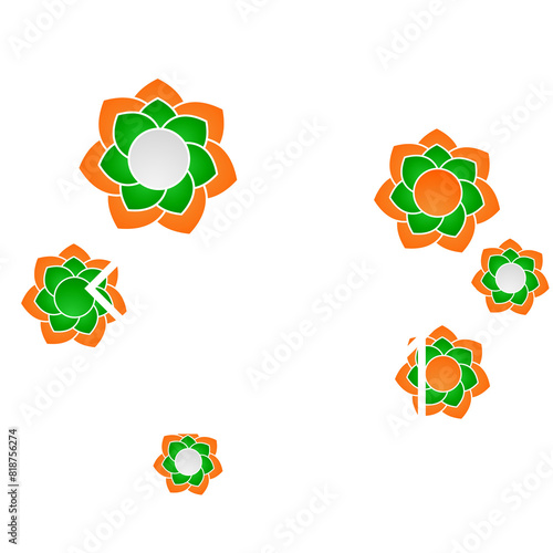 Beautiful Green and Orange Flower Decorate Frame and Sopy Space. photo