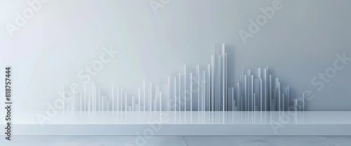 Minimalist depiction of a sudden surge in market performance  presented in a clean bar graph on a pristine white surface.