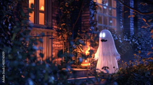 AR Halloween decorations, virtual ghosts and goblins appearing around the house photo