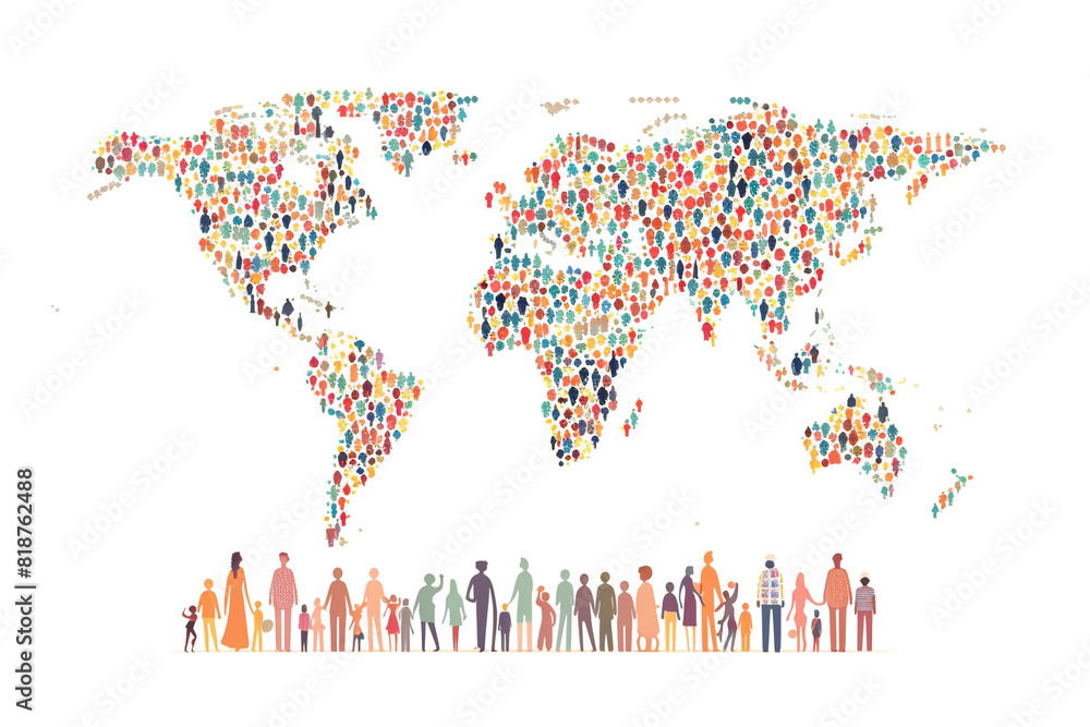 Naklejka premium Flat style World Population Day illustration on a white background.